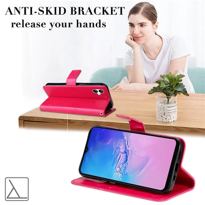 For Samsung Galaxy A05 4G KT Imprinting Flower Series-3 Stand PU Leather Cover Imprinted Phone Case Wallet