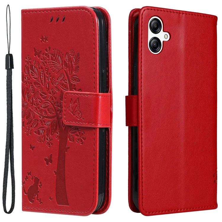 For Samsung Galaxy A05 4G KT Imprinting Flower Series-3 Stand PU Leather Cover Imprinted Phone Case Wallet