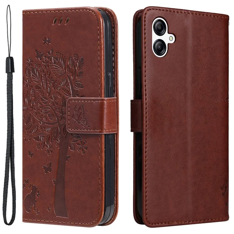 For Samsung Galaxy A05 4G KT Imprinting Flower Series-3 Stand PU Leather Cover Imprinted Phone Case Wallet