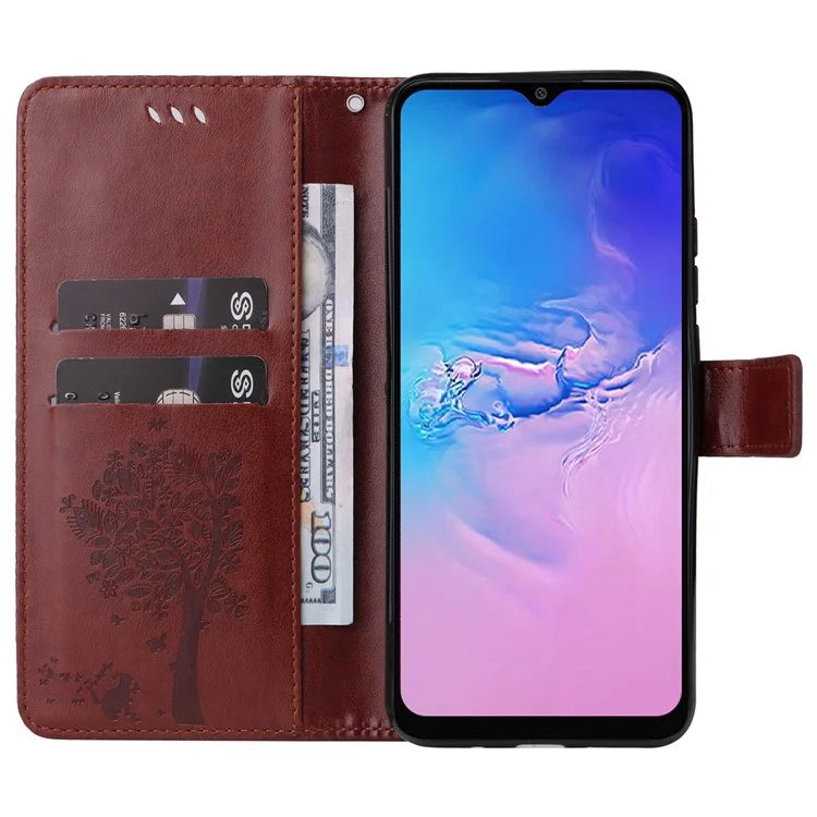 For Samsung Galaxy A05 4G KT Imprinting Flower Series-3 Stand PU Leather Cover Imprinted Phone Case Wallet