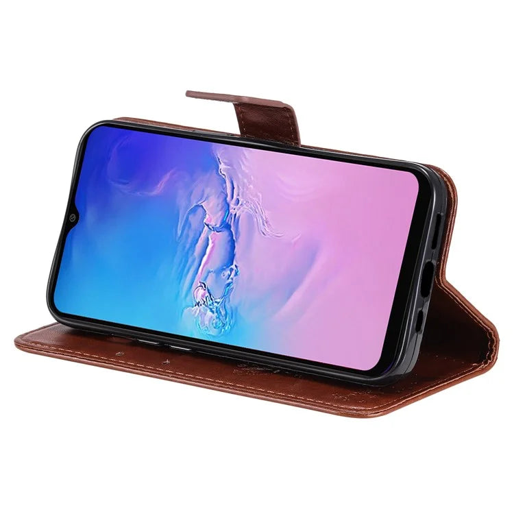For Samsung Galaxy A05 4G KT Imprinting Flower Series-3 Stand PU Leather Cover Imprinted Phone Case Wallet