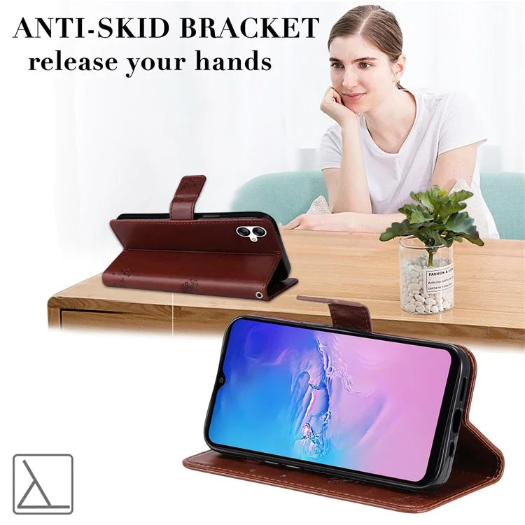 For Samsung Galaxy A05 4G KT Imprinting Flower Series-3 Stand PU Leather Cover Imprinted Phone Case Wallet