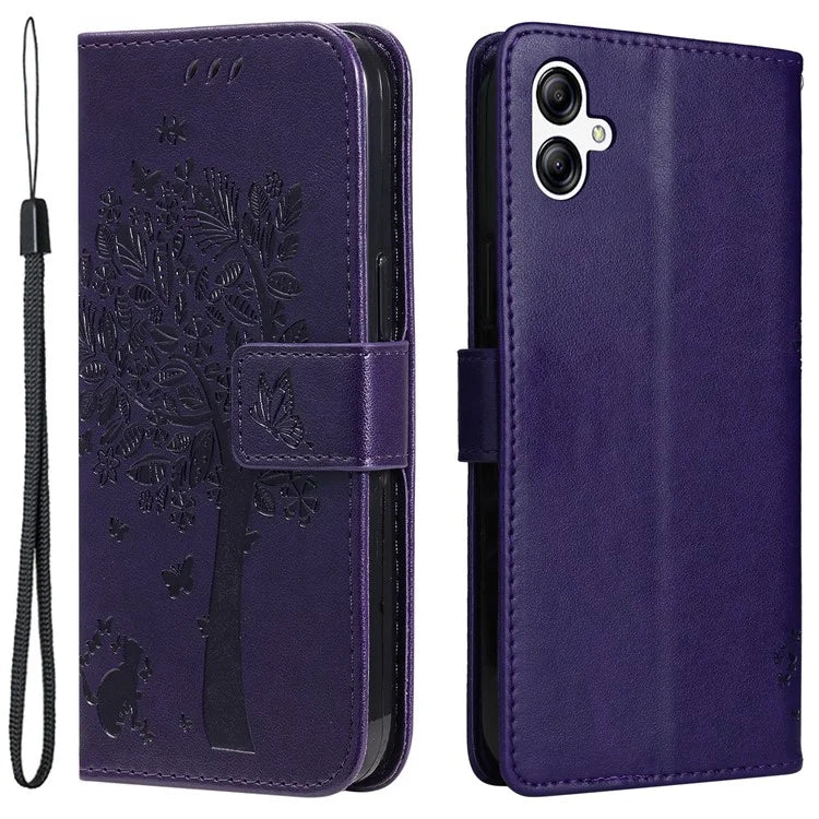 For Samsung Galaxy A05 4G KT Imprinting Flower Series-3 Stand PU Leather Cover Imprinted Phone Case Wallet