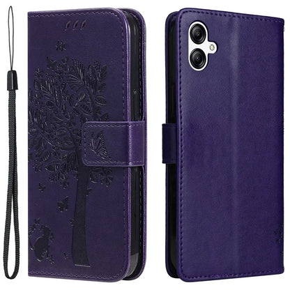 For Samsung Galaxy A05 4G KT Imprinting Flower Series-3 Stand PU Leather Cover Imprinted Phone Case Wallet