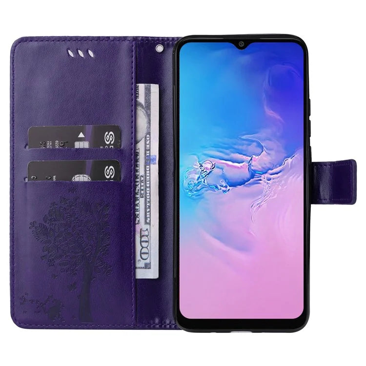 For Samsung Galaxy A05 4G KT Imprinting Flower Series-3 Stand PU Leather Cover Imprinted Phone Case Wallet