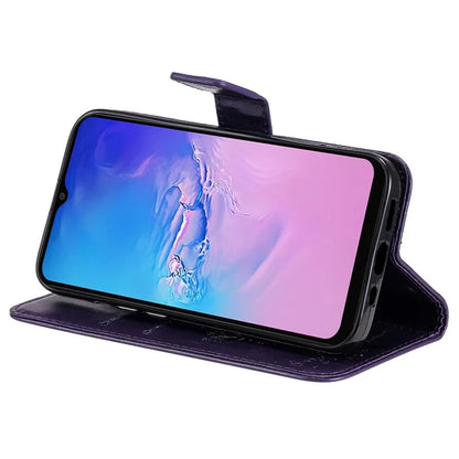 For Samsung Galaxy A05 4G KT Imprinting Flower Series-3 Stand PU Leather Cover Imprinted Phone Case Wallet