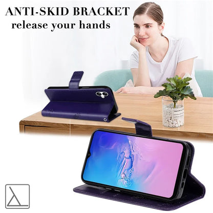 For Samsung Galaxy A05 4G KT Imprinting Flower Series-3 Stand PU Leather Cover Imprinted Phone Case Wallet