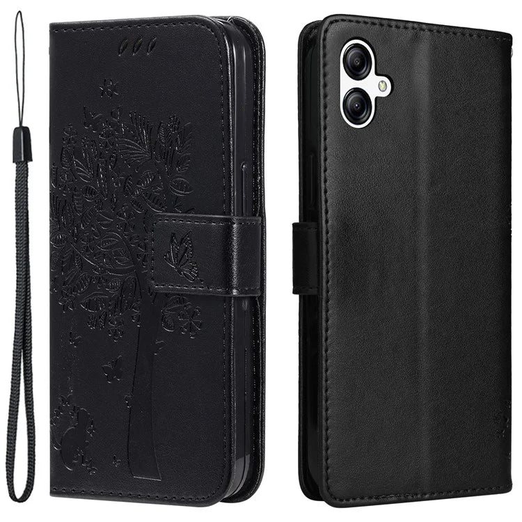For Samsung Galaxy A05 4G KT Imprinting Flower Series-3 Stand PU Leather Cover Imprinted Phone Case Wallet