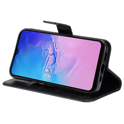 For Samsung Galaxy A05 4G KT Imprinting Flower Series-3 Stand PU Leather Cover Imprinted Phone Case Wallet