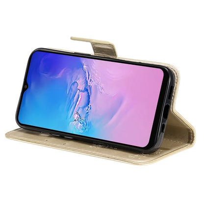 For Samsung Galaxy A05 4G KT Imprinting Flower Series-3 Stand PU Leather Cover Imprinted Phone Case Wallet