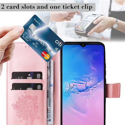 For Samsung Galaxy A05 4G KT Imprinting Flower Series-3 Stand PU Leather Cover Imprinted Phone Case Wallet Gold