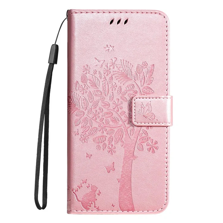 For Samsung Galaxy A05 4G KT Imprinting Flower Series-3 Stand PU Leather Cover Imprinted Phone Case Wallet Gold