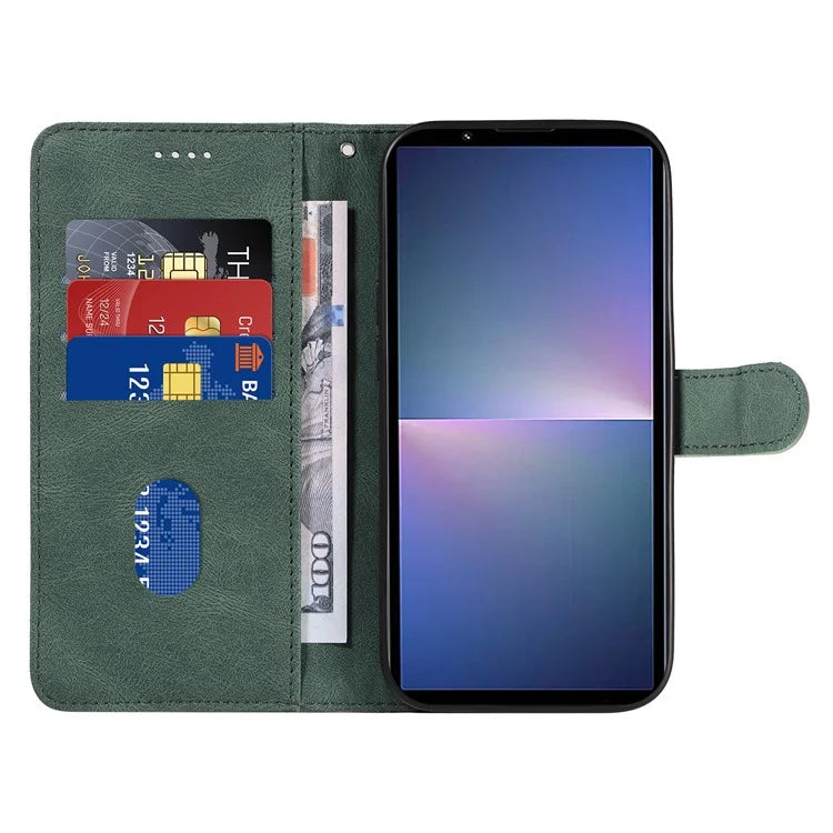 For Sony Xperia 5 V Leather Case Imprinted Line Case with Wallet Stand