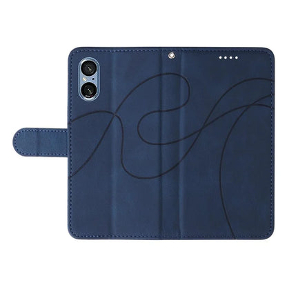 For Sony Xperia 5 V Leather Case Imprinted Line Case with Wallet Stand