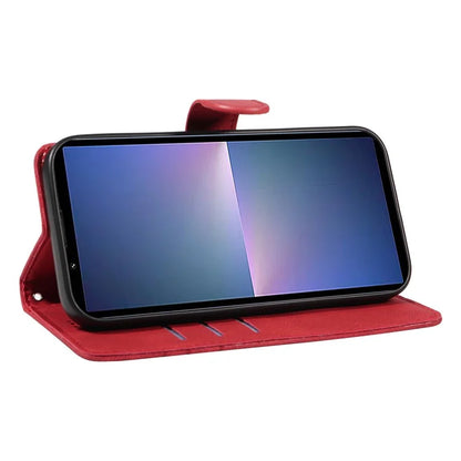 For Sony Xperia 5 V Leather Case Imprinted Line Case with Wallet Stand