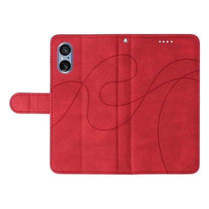 For Sony Xperia 5 V Leather Case Imprinted Line Case with Wallet Stand
