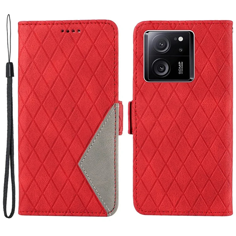 For Xiaomi 13T / 13T Pro / Redmi K60 Ultra Case Rhombus Imprinted Leather Cover