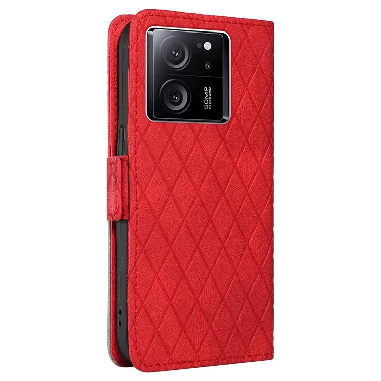 For Xiaomi 13T / 13T Pro / Redmi K60 Ultra Case Rhombus Imprinted Leather Cover