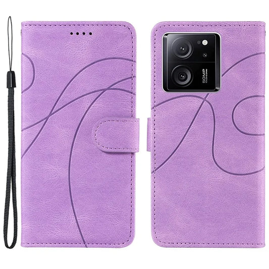 For Xiaomi 13T / 13T Pro / Redmi K60 Ultra Case Imprinted Line Leather Phone Cover