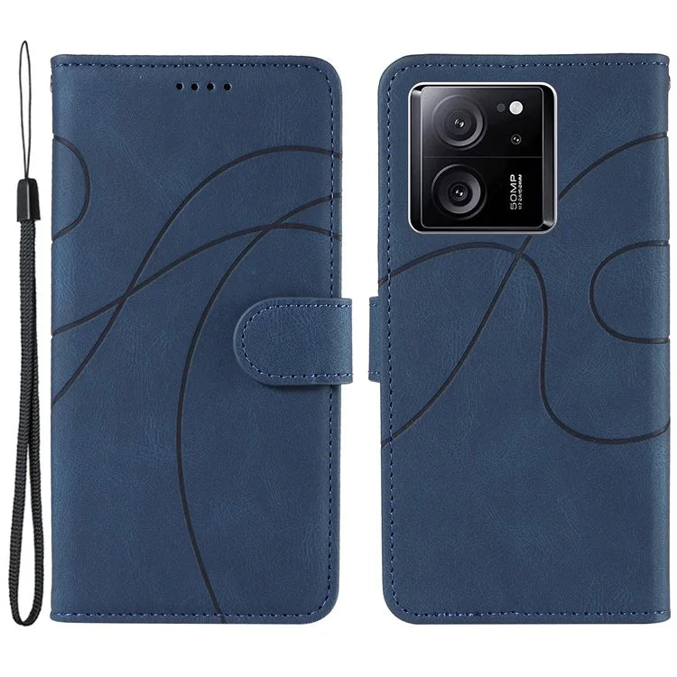 For Xiaomi 13T / 13T Pro / Redmi K60 Ultra Case Imprinted Line Leather Phone Cover