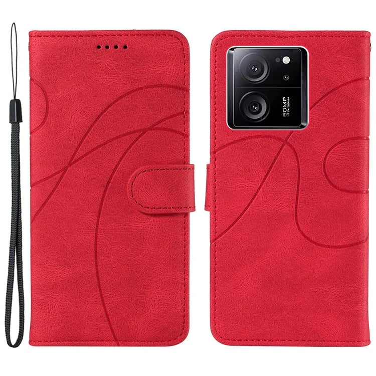 For Xiaomi 13T / 13T Pro / Redmi K60 Ultra Case Imprinted Line Leather Phone Cover