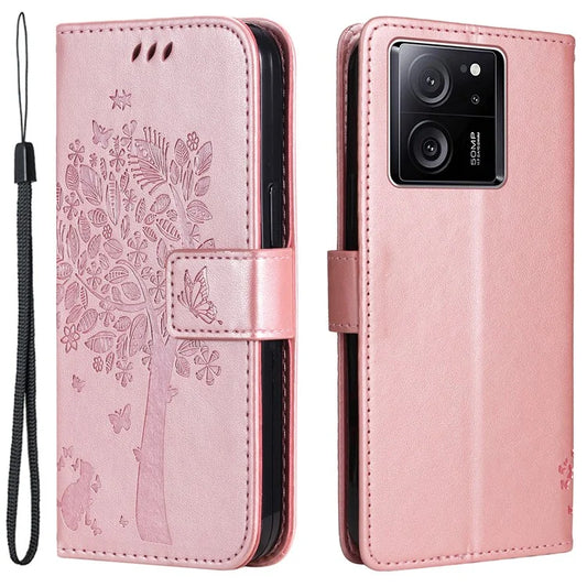 For Xiaomi Redmi K60 Ultra / 13T / 13T Pro KT Imprinting Flower Series-3 Phone Shell Stand PU Leather Wallet Case