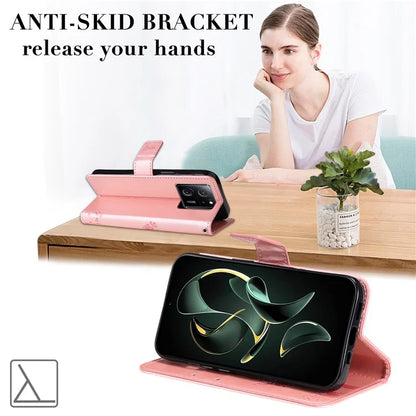 For Xiaomi Redmi K60 Ultra / 13T / 13T Pro KT Imprinting Flower Series-3 Phone Shell Stand PU Leather Wallet Case