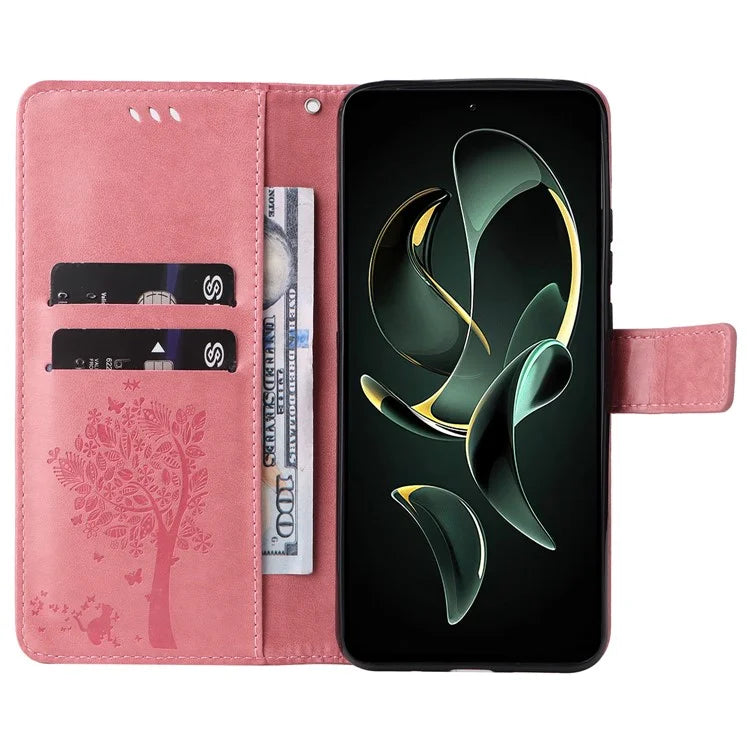 For Xiaomi Redmi K60 Ultra / 13T / 13T Pro KT Imprinting Flower Series-3 Phone Shell Stand PU Leather Wallet Case