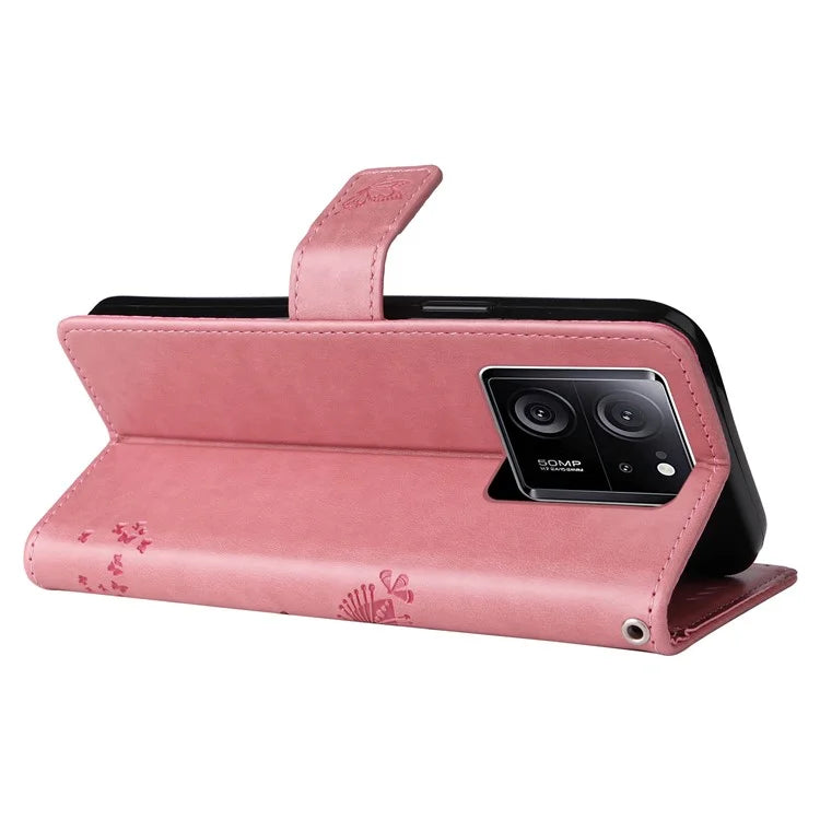 For Xiaomi Redmi K60 Ultra / 13T / 13T Pro KT Imprinting Flower Series-3 Phone Shell Stand PU Leather Wallet Case