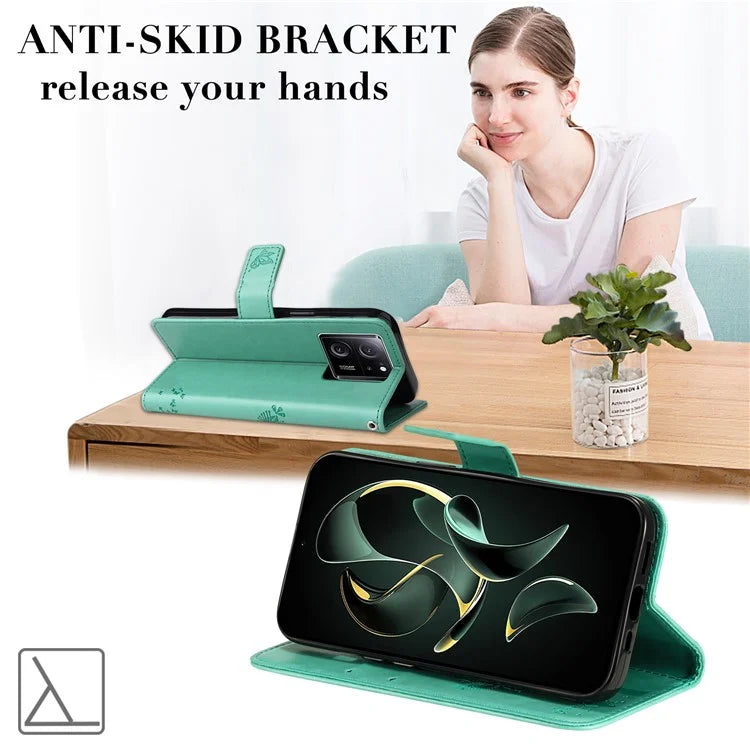 For Xiaomi Redmi K60 Ultra / 13T / 13T Pro KT Imprinting Flower Series-3 Phone Shell Stand PU Leather Wallet Case