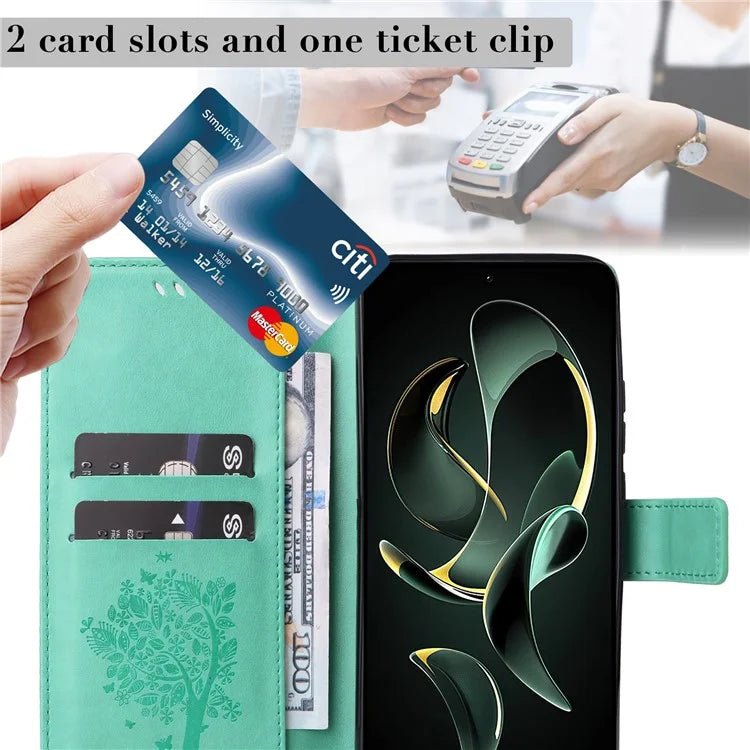 For Xiaomi Redmi K60 Ultra / 13T / 13T Pro KT Imprinting Flower Series-3 Phone Shell Stand PU Leather Wallet Case