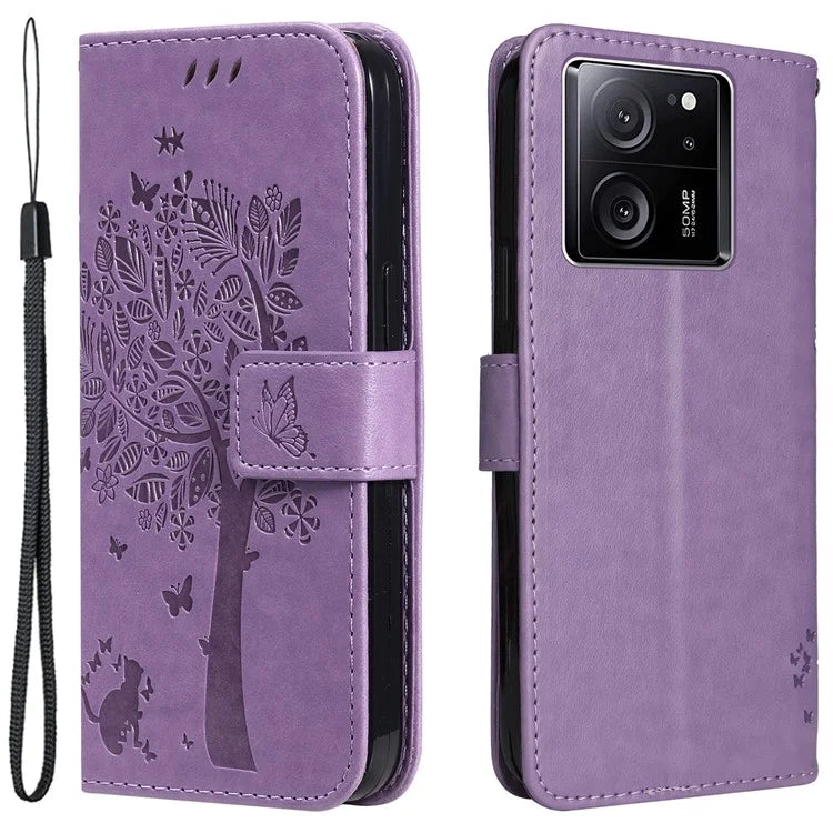 For Xiaomi Redmi K60 Ultra / 13T / 13T Pro KT Imprinting Flower Series-3 Phone Shell Stand PU Leather Wallet Case