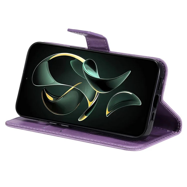 For Xiaomi Redmi K60 Ultra / 13T / 13T Pro KT Imprinting Flower Series-3 Phone Shell Stand PU Leather Wallet Case