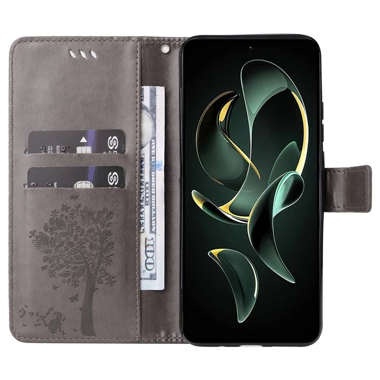 For Xiaomi Redmi K60 Ultra / 13T / 13T Pro KT Imprinting Flower Series-3 Phone Shell Stand PU Leather Wallet Case