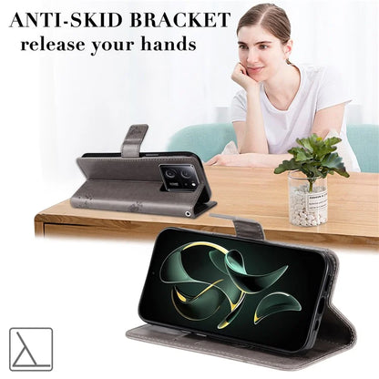 For Xiaomi Redmi K60 Ultra / 13T / 13T Pro KT Imprinting Flower Series-3 Phone Shell Stand PU Leather Wallet Case