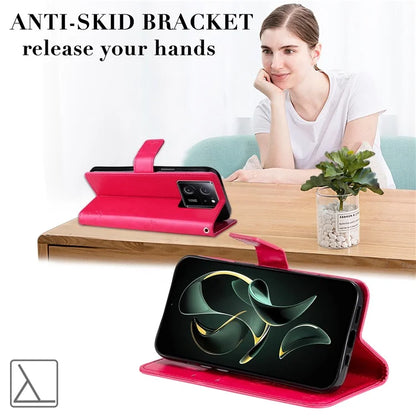 For Xiaomi Redmi K60 Ultra / 13T / 13T Pro KT Imprinting Flower Series-3 Phone Shell Stand PU Leather Wallet Case