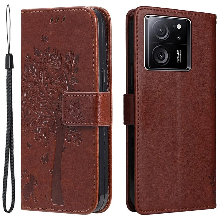 For Xiaomi Redmi K60 Ultra / 13T / 13T Pro KT Imprinting Flower Series-3 Phone Shell Stand PU Leather Wallet Case