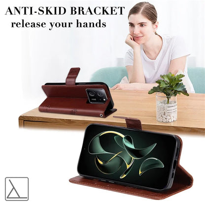 For Xiaomi Redmi K60 Ultra / 13T / 13T Pro KT Imprinting Flower Series-3 Phone Shell Stand PU Leather Wallet Case