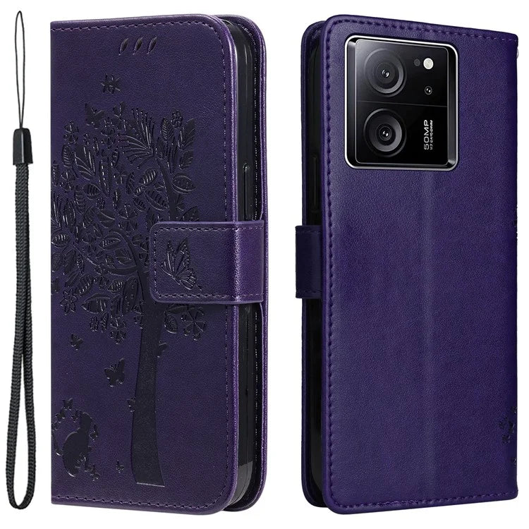 For Xiaomi Redmi K60 Ultra / 13T / 13T Pro KT Imprinting Flower Series-3 Phone Shell Stand PU Leather Wallet Case