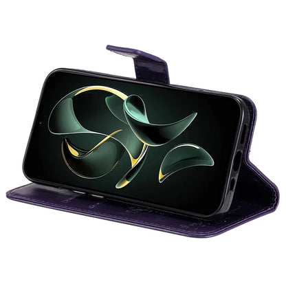 For Xiaomi Redmi K60 Ultra / 13T / 13T Pro KT Imprinting Flower Series-3 Phone Shell Stand PU Leather Wallet Case