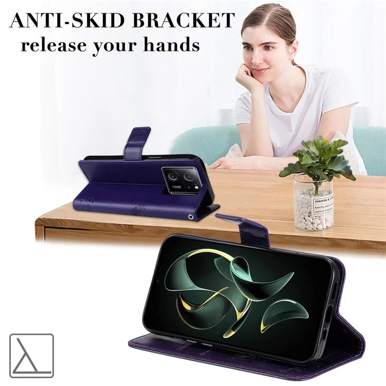For Xiaomi Redmi K60 Ultra / 13T / 13T Pro KT Imprinting Flower Series-3 Phone Shell Stand PU Leather Wallet Case