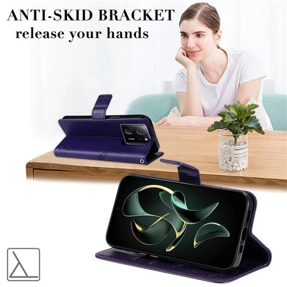 For Xiaomi Redmi K60 Ultra / 13T / 13T Pro KT Imprinting Flower Series-3 Phone Shell Stand PU Leather Wallet Case