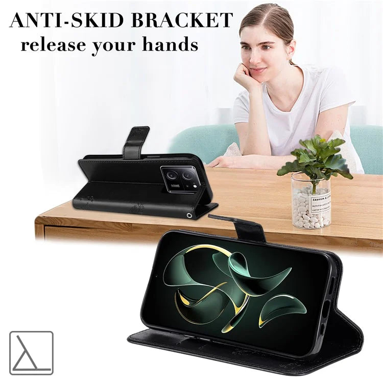 For Xiaomi Redmi K60 Ultra / 13T / 13T Pro KT Imprinting Flower Series-3 Phone Shell Stand PU Leather Wallet Case