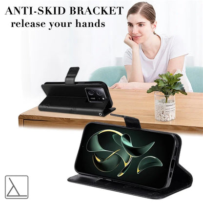 For Xiaomi Redmi K60 Ultra / 13T / 13T Pro KT Imprinting Flower Series-3 Phone Shell Stand PU Leather Wallet Case