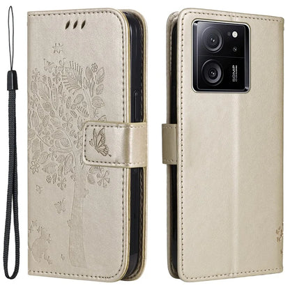 For Xiaomi Redmi K60 Ultra / 13T / 13T Pro KT Imprinting Flower Series-3 Phone Shell Stand PU Leather Wallet Case
