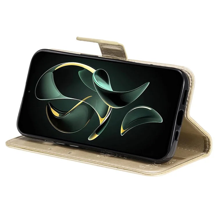 For Xiaomi Redmi K60 Ultra / 13T / 13T Pro KT Imprinting Flower Series-3 Phone Shell Stand PU Leather Wallet Case