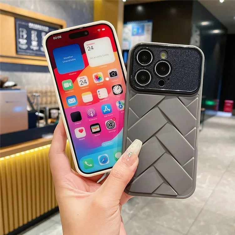 For iPhone 15 Pro Case Woven Texture Scratch Resistant Soft TPU Phone Cover