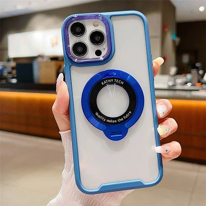 For iPhone 15 Pro Magnetic Case Kickstand Soft TPU Phone Cover