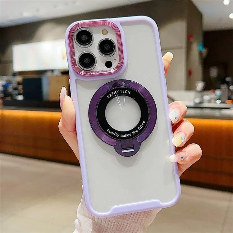 For iPhone 15 Pro Magnetic Case Kickstand Soft TPU Phone Cover