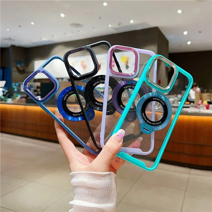 For iPhone 15 Pro Magnetic Case Kickstand Soft TPU Phone Cover